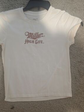 Miller High Life White Crop Tee - Branded Graphic Top